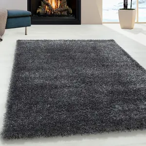 Abaseen 120x170cm Grey Cosy Shaggy Rug, Rectangular Extra Soft Touch 5cm Heavy Thick Pile, Modern Area Rug Livings & Bedroom