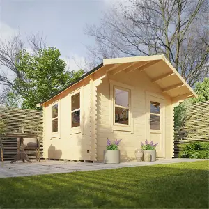 12ft x 8ft (3550mm x 2350mm) Horsforth "The Augusta" 28mm Log Cabin With 3 Opening Windows