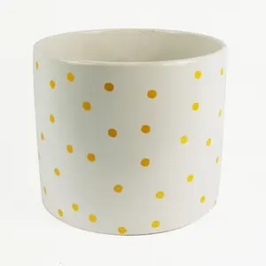 Ceramic Plant Pot Planter Gold Dot 15 x 15 x 18cm by Leaf Design Botanik