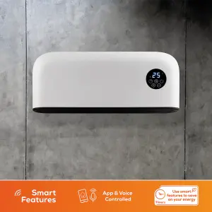 TCP Smart WiFi Over Door, Horizontal Heater 2000W, Wall Mounted Indoor Over Door Hot Air Downflow Curtain White