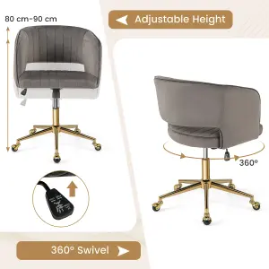 Costway Velvet Home Office Chair Adjustable Modern Swivel Desk Vanity Chair