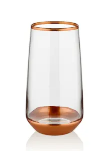 Rozi Glam Collection Highball Glasses, Set of 6 - Copper