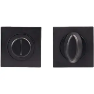 Bathroom Thumbturn Door Lock and Release Handle - Square Rose Matt Black