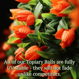 Best Artificial 28cm Orange Tulip Hanging Basket Flower Topiary Ball - Suitable for Outdoor Use - Weather & Fade Resistant