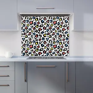 Coloured Leopard Print Premium Glass Kitchen Splashback W600mm x H750mm