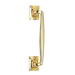 One Piece Door Pull Handle 250mm Length 54mm Projection Polished Brass