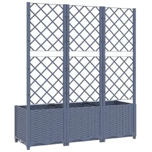 Berkfield Garden Planter with Trellis Dark Grey 120x40x136 cm PP