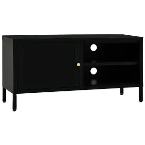 vidaXL TV Cabinet Black 90x30x44 cm Steel and Glass