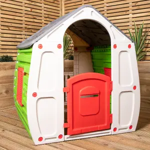 1.09m Grey & Green Kids Indoor Outdoor Plastic Wendy House Magical Playhouse