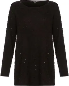 Bonmarche Black Long Sleeve Sequin Tunic, Size: 10