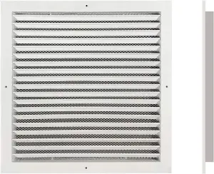 AirTech-UK HVAC Fixed Louvre Exterior Grille 400 x 400mm Air Vent Aluminum Grille for Walls and Crawl Space Bird Mesh Weatherproof