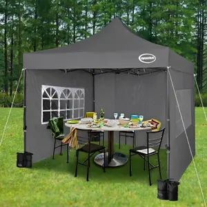 MCC Direct MAXIMUS 3x3 Heavy Duty Pop up Grey Gazebo With Sides