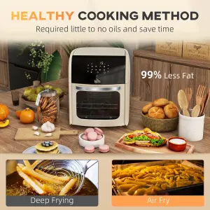 HOMCOM 12L Air Fryer Oven with 8 Preset Modes Rapid Air Circulation Cream