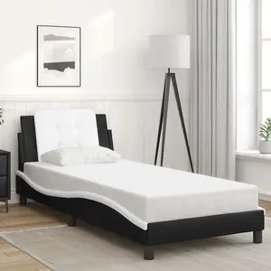 Berkfield Bed Frame without Mattress Black and White 100x200 cm Faux Leather