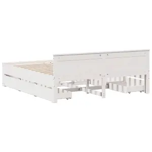 Berkfield Bed Frame without Mattress with Headboard White 200x200 cm Solid Wood Pine