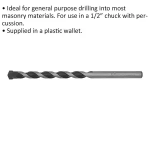 6.5 x 100mm Rotary Impact Drill Bit for Masonry - Durable Straight Shank Design