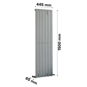 Ximax Vertirad HW150445SC Horizontal or vertical Designer 2397BTU Radiator, (W)445mm x (H)1500mm