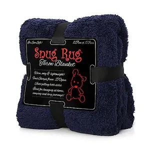 Snug Rug Blanket Luxury Sherpa Fleece Sofa TV Throw Gift Blankets 127x178cm - Navy