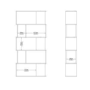 Maze Open Bookcase 4 Shelves in Concrete and White