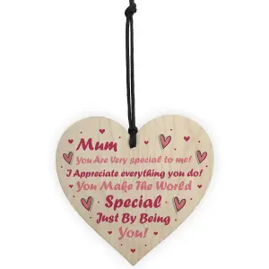 Red Ocean Novelty Mum Gift Wooden Heart Sign Gift For Mothers Day Birthday Gift For Her