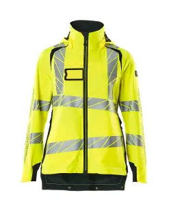 Mascot Accelerate Safe Ladies Lightweight Outer Shell Jacket (Hi-Vis Yellow/Dark Navy)  (Large)