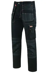 MS9 Men's Work Cargo Trousers Pants Jeans Comes with Multi Functional Pockets T5, Black - 36W/34L