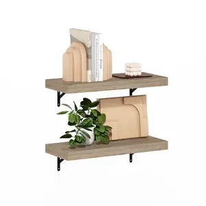 Beyhan Wall Mounted Floating Display Shelves, Set of 2 Natural / 4.19cm H x 57cm W x 23.8cm D