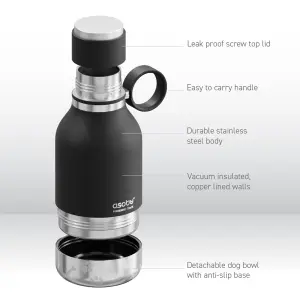 Tritan Water Bottle with Dog Bowl Black 975ml