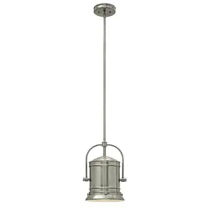 Elstead Hinkley Pullman Dome Pendant Light 1x E27 Brushed Nickel