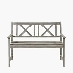 Grey 2 Seater Acacia Wood Garden Bench