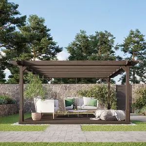 Double Premium Pergola and Decking Kit - Wood - L420 x W420 cm - Rustic Brown