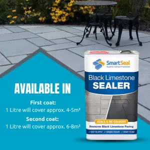 Limestone Sealer Black, Slate Sealer, (Smartseal), Protect, Enhance and Restore Natural Stone Patio, Ultra-Durable Solvent, 1L