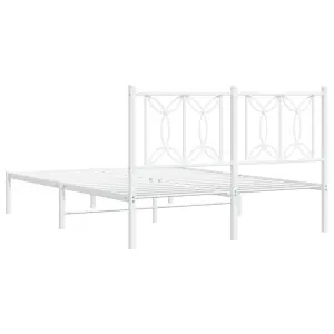 Berkfield Metal Bed Frame without Mattress with Headboard White 140x190cm