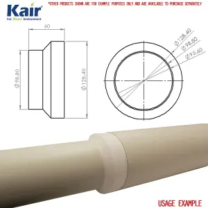 Kair Ducting Reducer 125mm to 100mm - 5 to 4 inch Duct Pipe Reduction Connector for Extract Fans and Ventilation Units