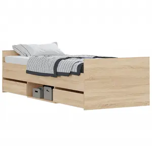 Berkfield Bed Frame with Headboard and Footboard Sonoma Oak 75x190 cm