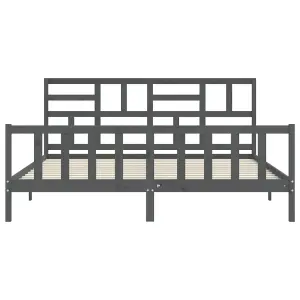 Berkfield Bed Frame with Headboard Grey 200x200 cm Solid Wood