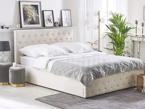 Velvet EU Double Size Ottoman Bed Beige AMIENS