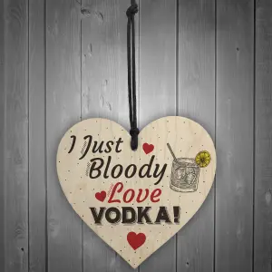 Red Ocean Bloody Love Vodka Wooden Heart Friend Friendship Plaque Funny Novelty Gift Drinking Sign