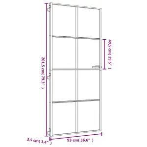 Berkfield Interior Door Slim Golden 93x201.5 cm Tempered Glass and Aluminium