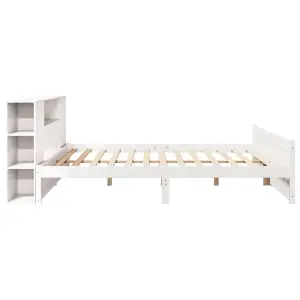 Berkfield Bookcase Bed without Mattress White 180x200cm Super King Solid Wood Pine