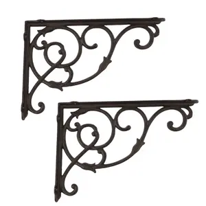 Set of 2 Vintage Style Wall Bracket Outdoor Basket Hanger Garden Hanging Basket Brackets