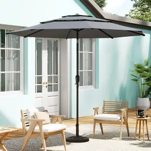 3-Tier Umbrella with Patio Umbrella Cement Round Base No Wheels