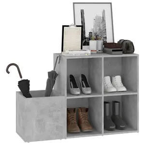 Berkfield Hall Shoe Cabinet Concrete Grey 105x35.5x70 cm Engineered Wood