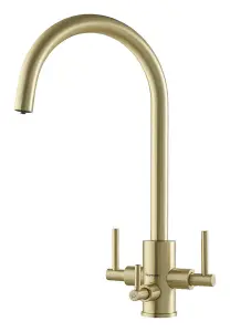 Clearwater Stella Tri Spa Kitchen Filter Tap Filtered Water & Cold & Hot Brushed Brass PVD - ST2BB