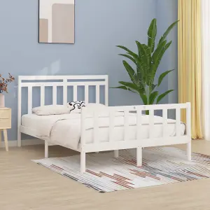 Berkfield Bed Frame White Solid Wood Pine 120x200 cm