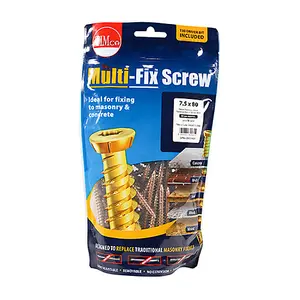 Timco - Concrete Screws - TX - Flat Countersunk - Yellow (Size 7.5 x 80 - 65 Pieces)