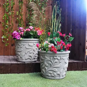 Small Wavy Leaves Stone cast Flower Pots