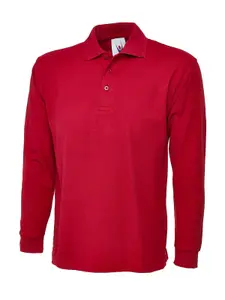 Uneek - Unisex Longsleeve Poloshirt - 50% Polyester 50% Cotton - Red - Size XS