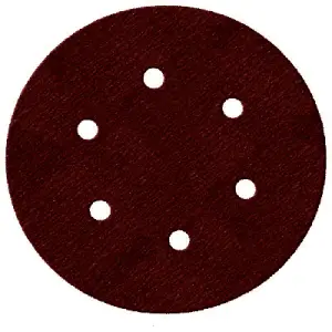 150mm 6-hole P60 Aluminium oxide hook and loop back sanding discs. Price per 100 discs.