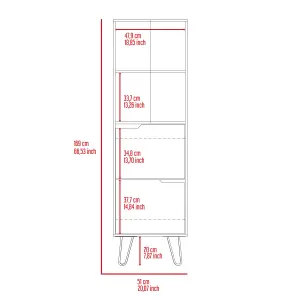 tall bookcase with 2 doors, bleached pine & stone effect, Manhattan range